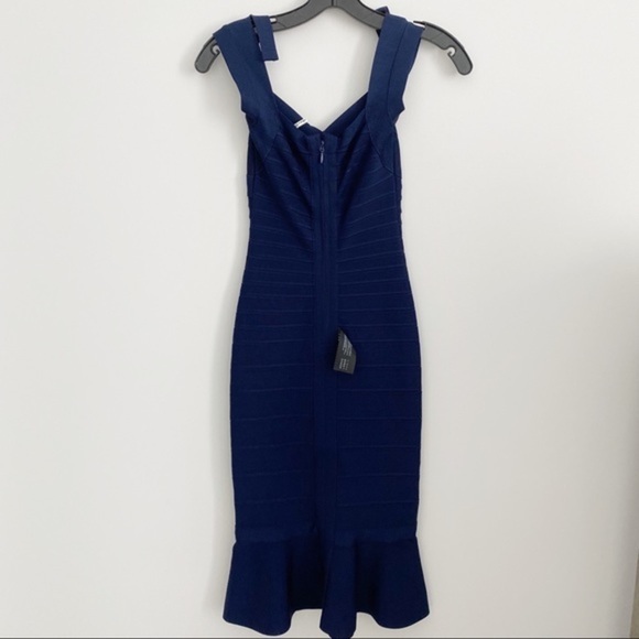 NWT Herve Leger bandage classic blue ruffle dress - Picture 5 of 5